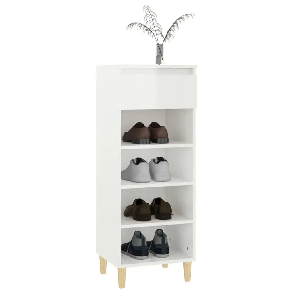 Shoe Cabinet High Gloss White 40x36x105 cm Engineered Wood 819774