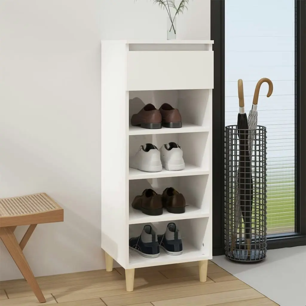 Shoe Cabinet High Gloss White 40x36x105 cm Engineered Wood 819774