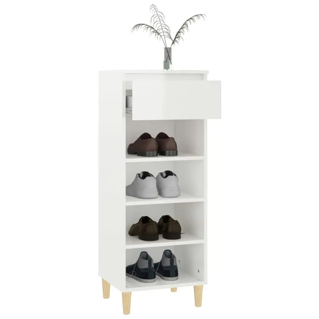 Shoe Cabinet High Gloss White 40x36x105 cm Engineered Wood 819774