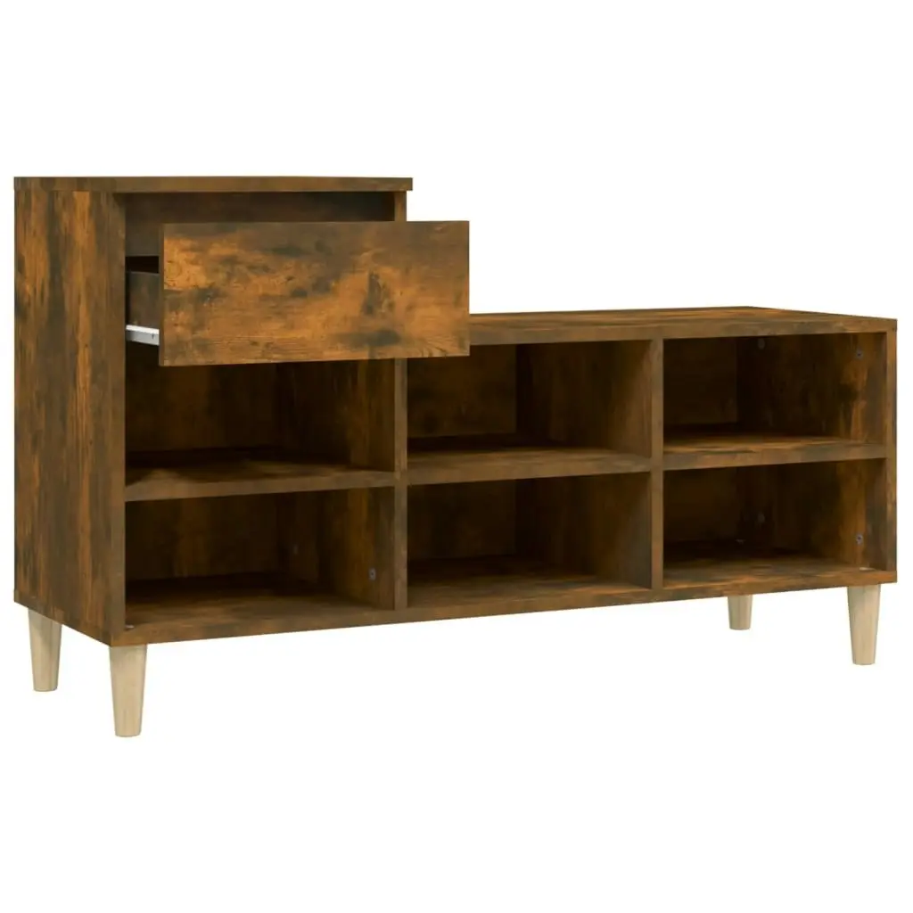 Shoe Cabinet Smoked Oak 102x36x60 cm Engineered Wood 821209