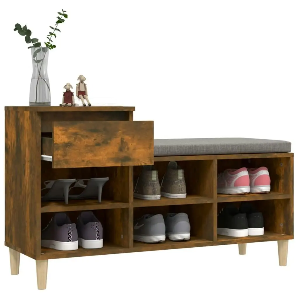 Shoe Cabinet Smoked Oak 102x36x60 cm Engineered Wood 821209