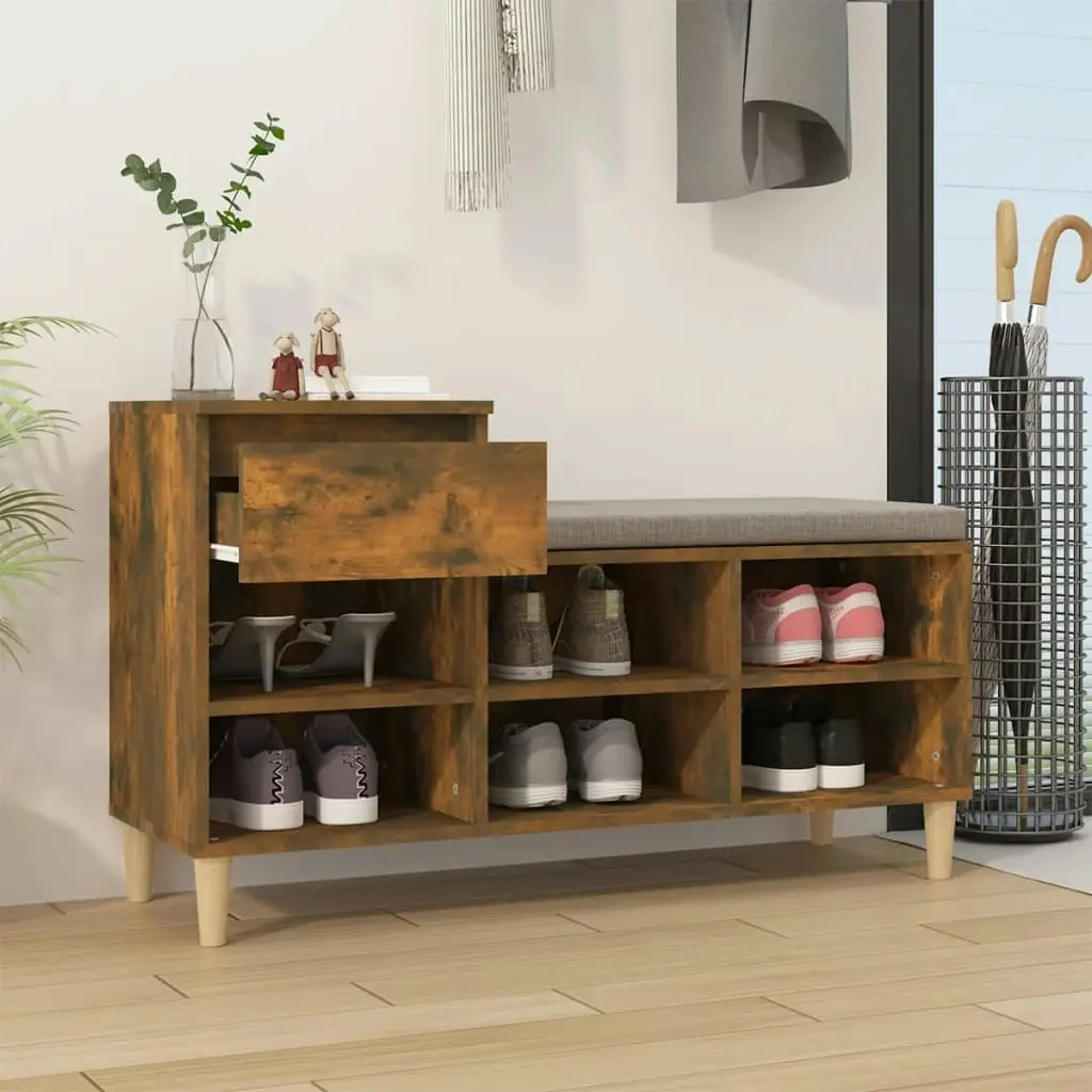 Shoe Cabinet Smoked Oak 102x36x60 cm Engineered Wood 821209