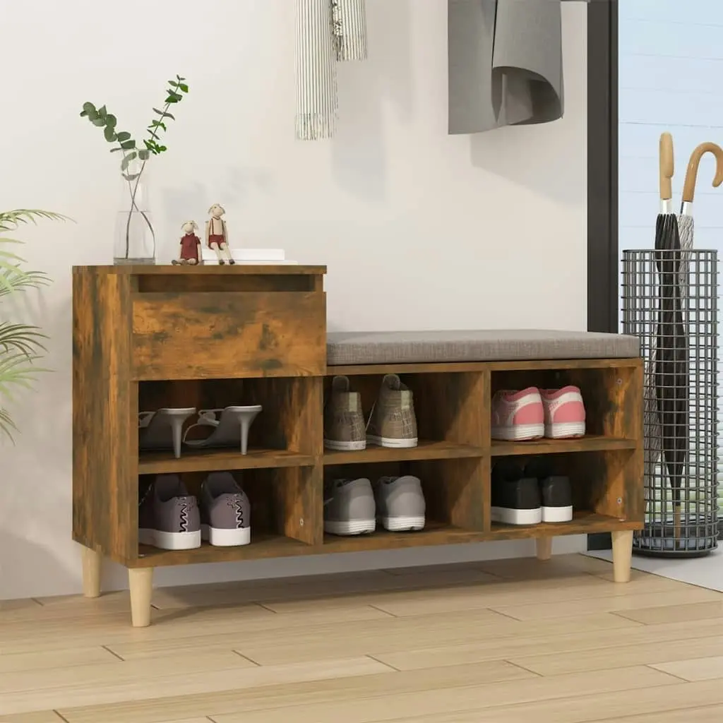 Shoe Cabinet Smoked Oak 102x36x60 cm Engineered Wood 821209