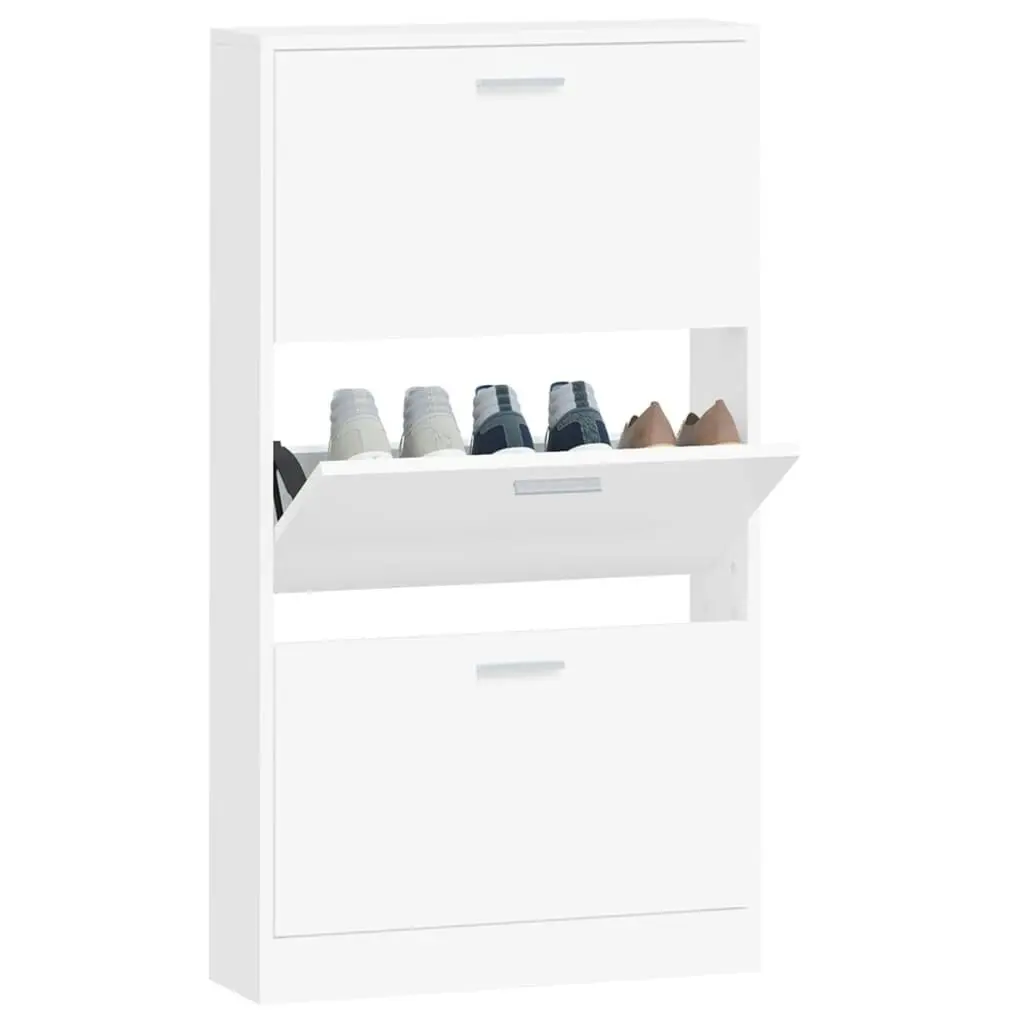 Shoe Cabinet White 59x17x108 cm Engineered Wood 342526