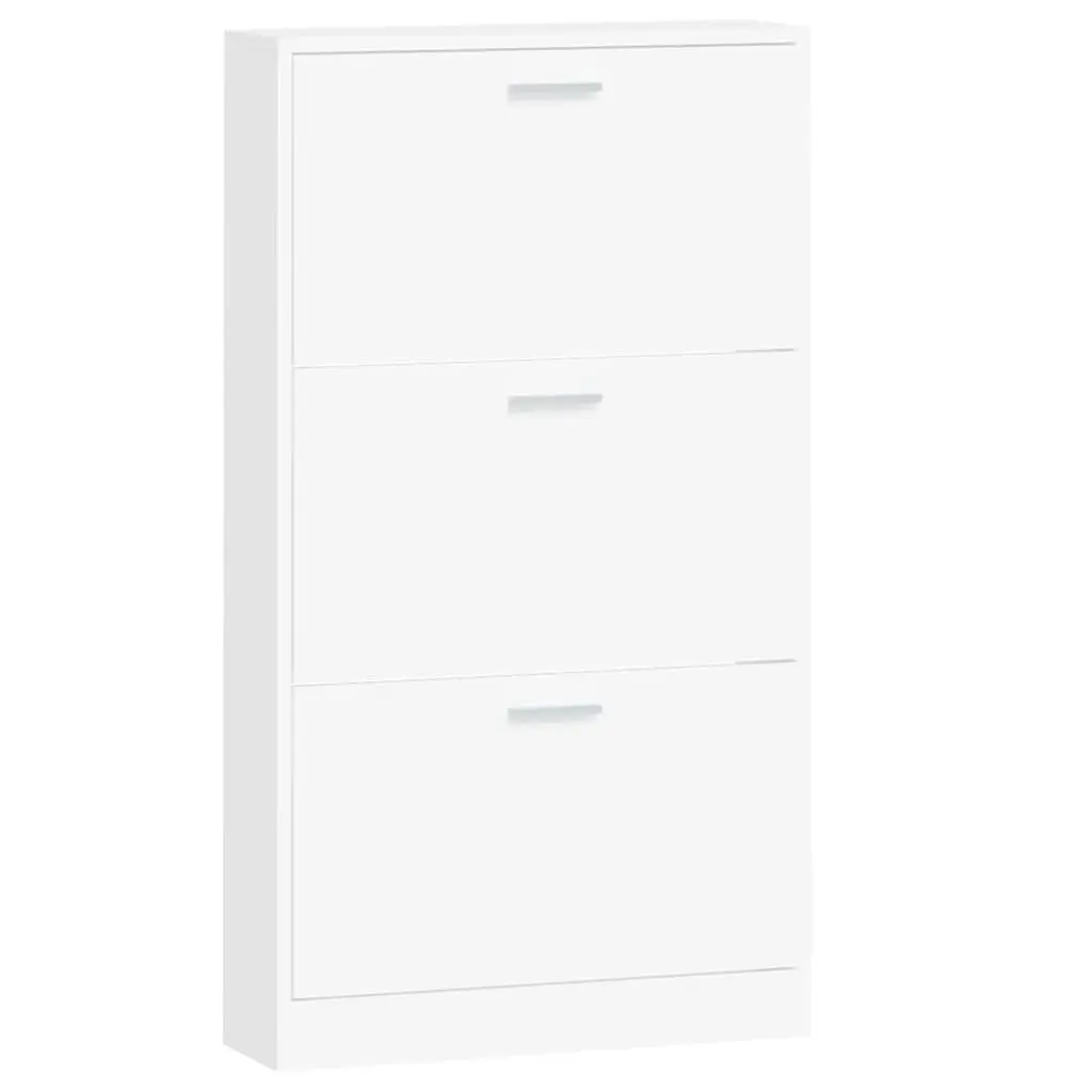 Shoe Cabinet White 59x17x108 cm Engineered Wood 342526