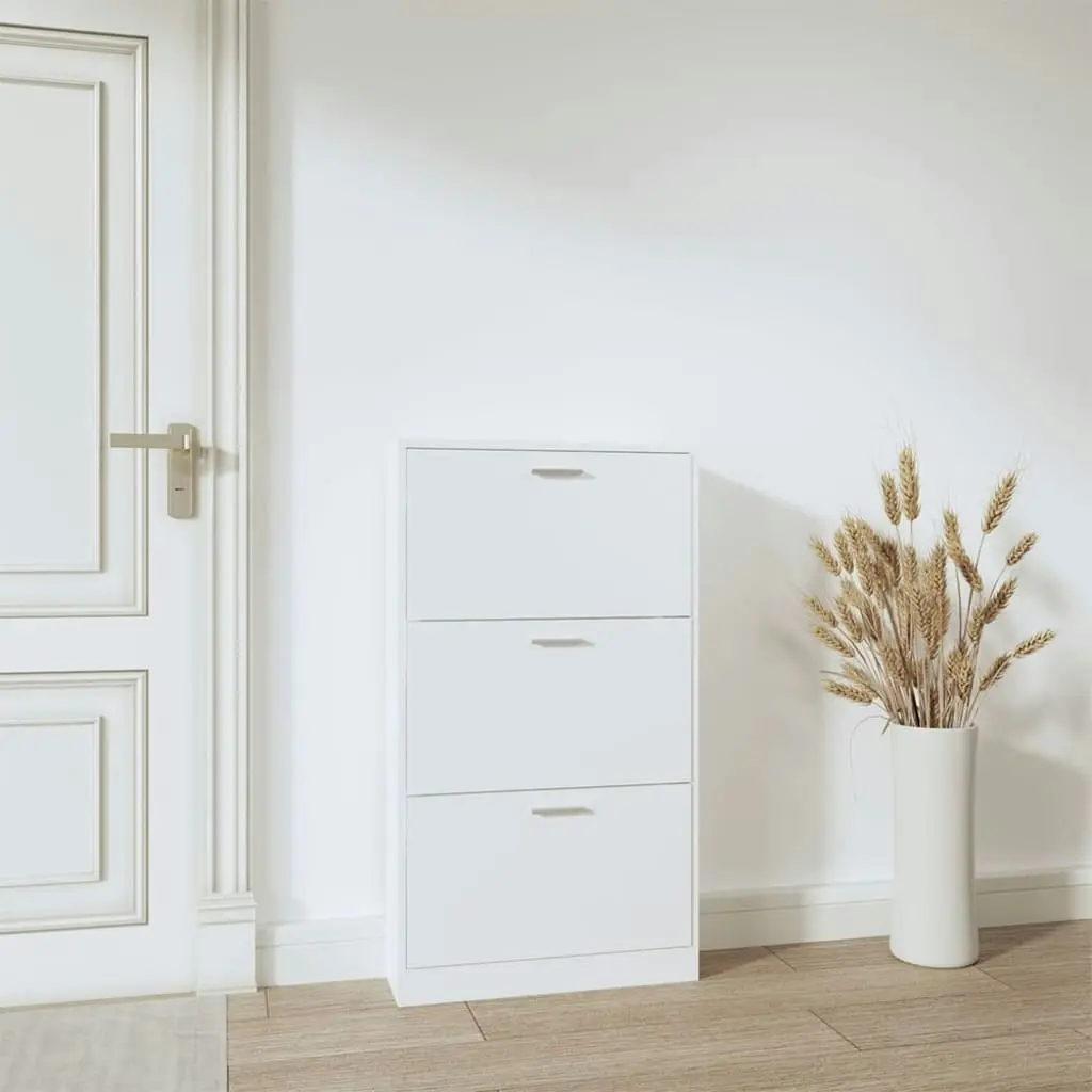 Shoe Cabinet White 59x17x108 cm Engineered Wood 342526