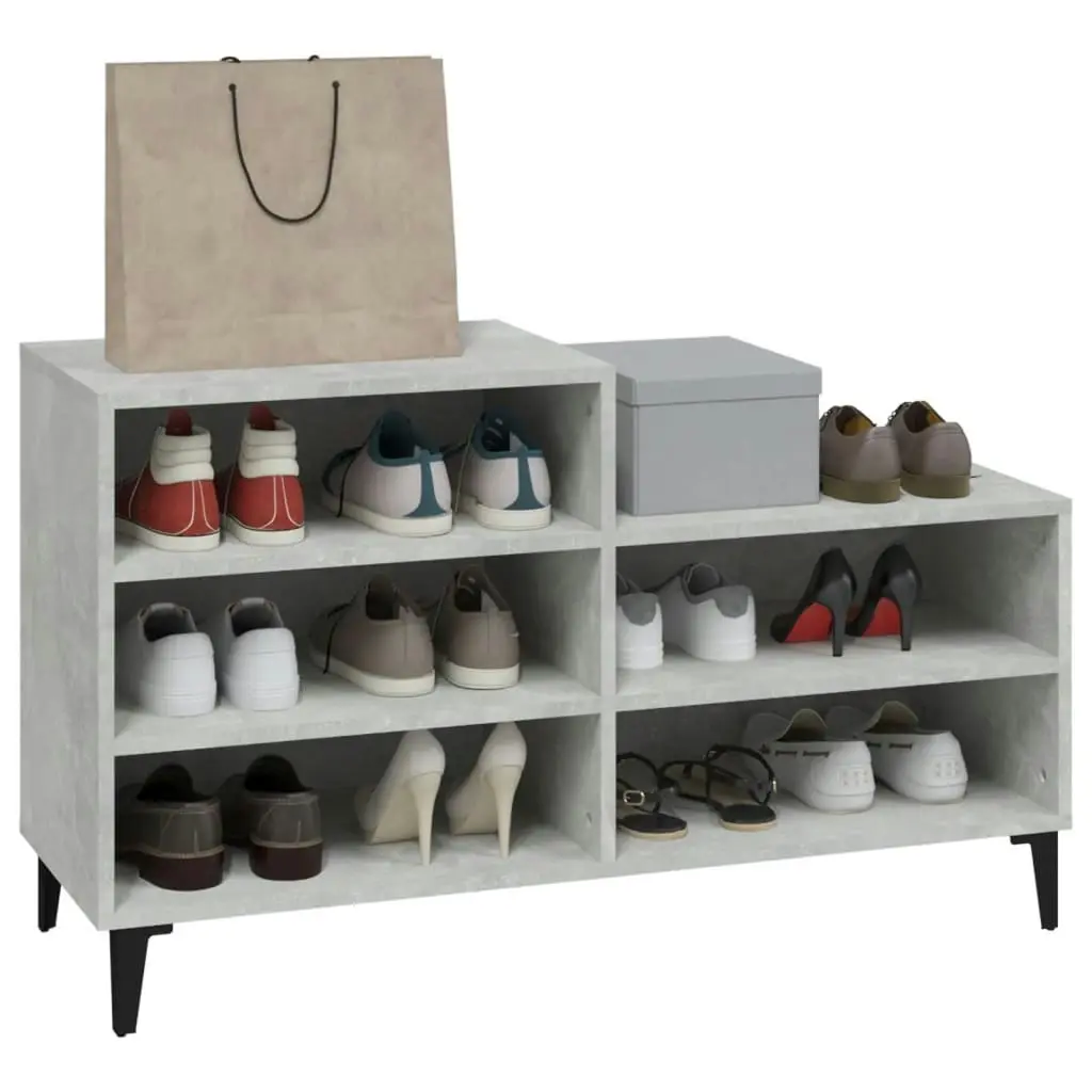 Shoe Cabinet Concrete Grey 102x36x60 cm Engineered Wood 819736