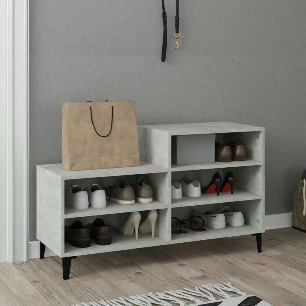 Shoe Cabinet Concrete Grey 102x36x60 cm Engineered Wood 819736