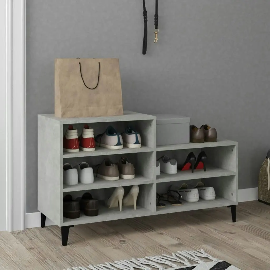 Shoe Cabinet Concrete Grey 102x36x60 cm Engineered Wood 819736