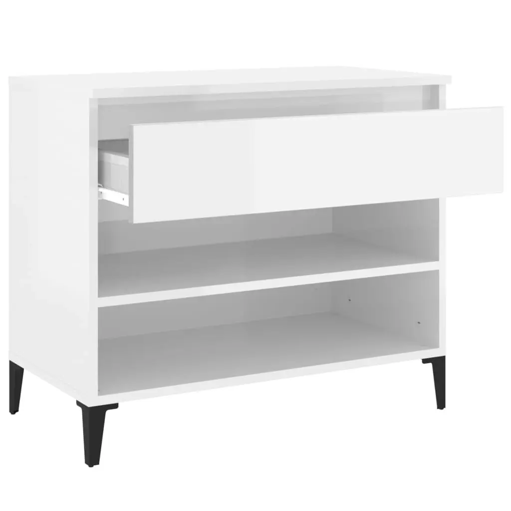 Shoe Cabinet High Gloss White 70x36x60 cm Engineered Wood 819766