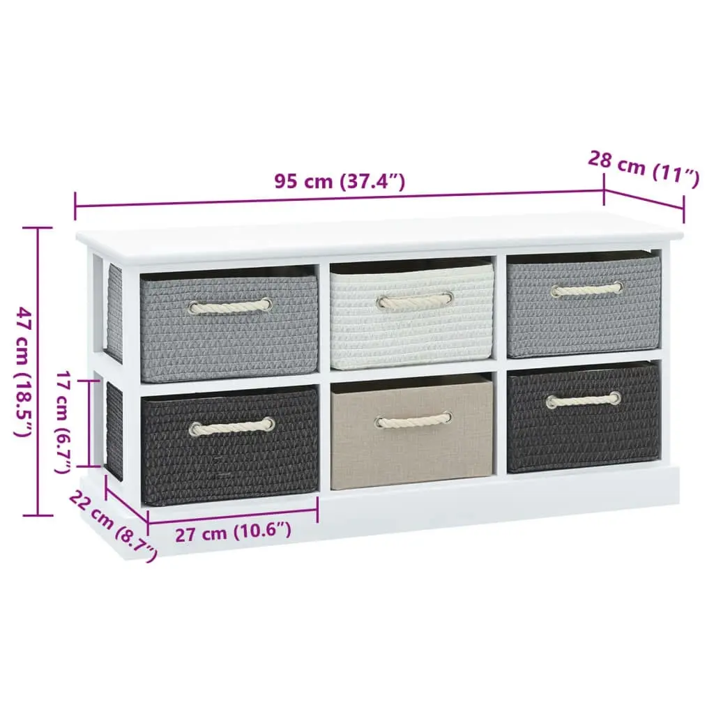 Storage Bench 6 Drawers Wood 242891