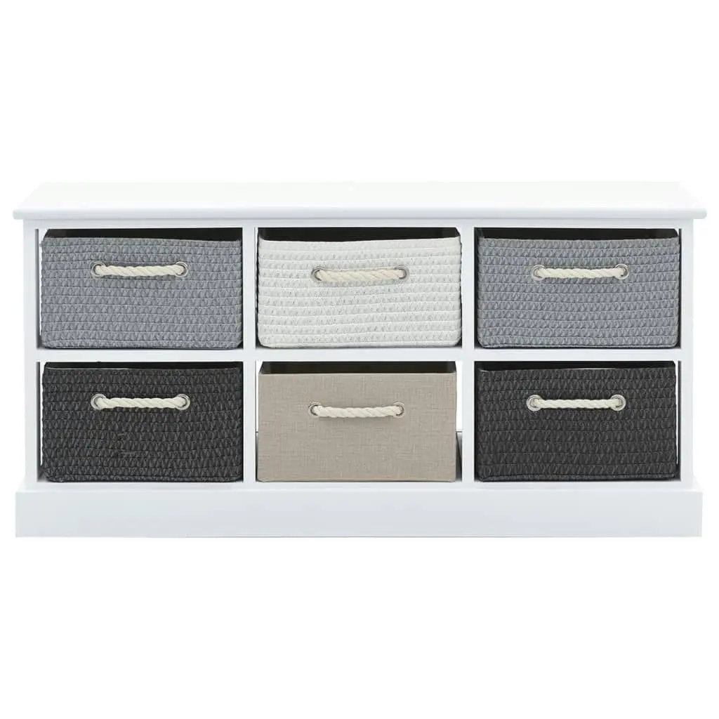 Storage Bench 6 Drawers Wood 242891