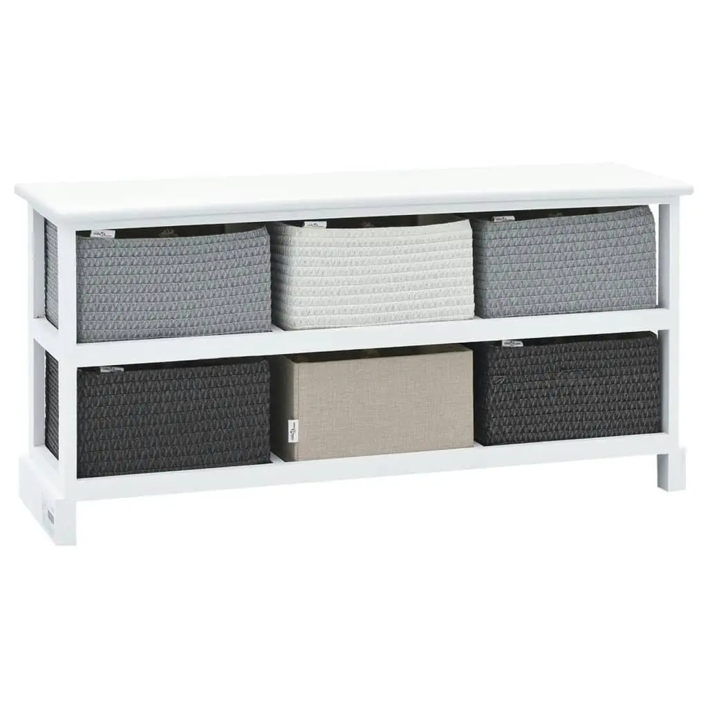 Storage Bench 6 Drawers Wood 242891