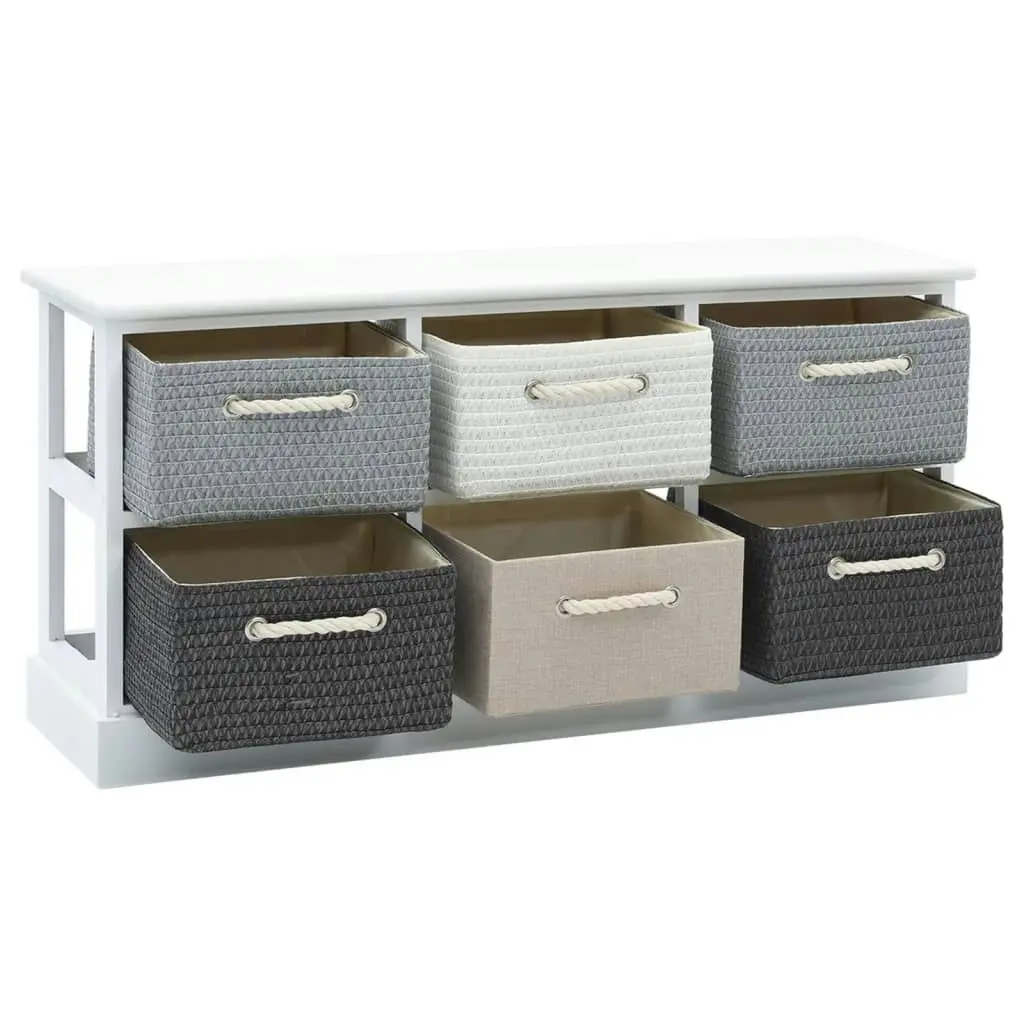 Storage Bench 6 Drawers Wood 242891