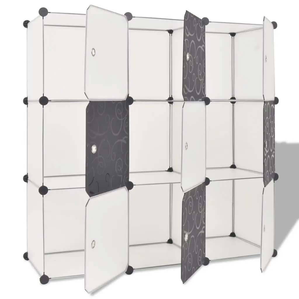 Storage Cube Organiser with 9 Compartments Black and White 244924