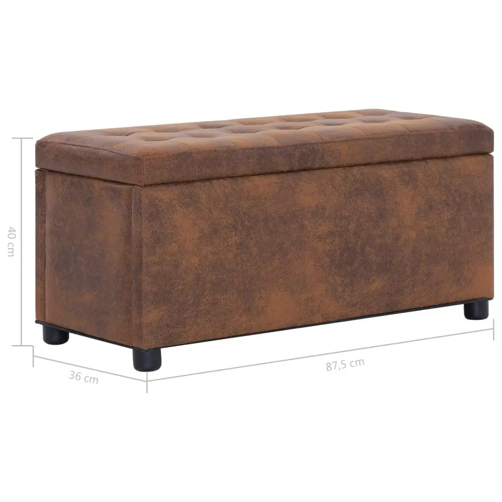 Storage Ottoman 87.5 cm Brown Faux Suede Leather 281375