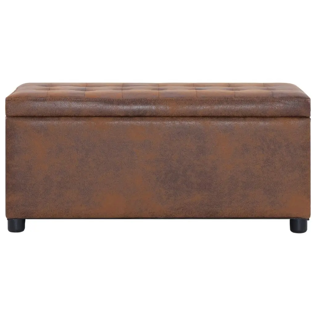 Storage Ottoman 87.5 cm Brown Faux Suede Leather 281375