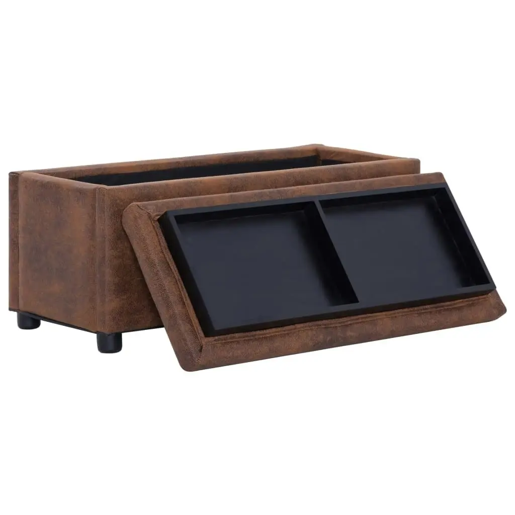 Storage Ottoman 87.5 cm Brown Faux Suede Leather 281375