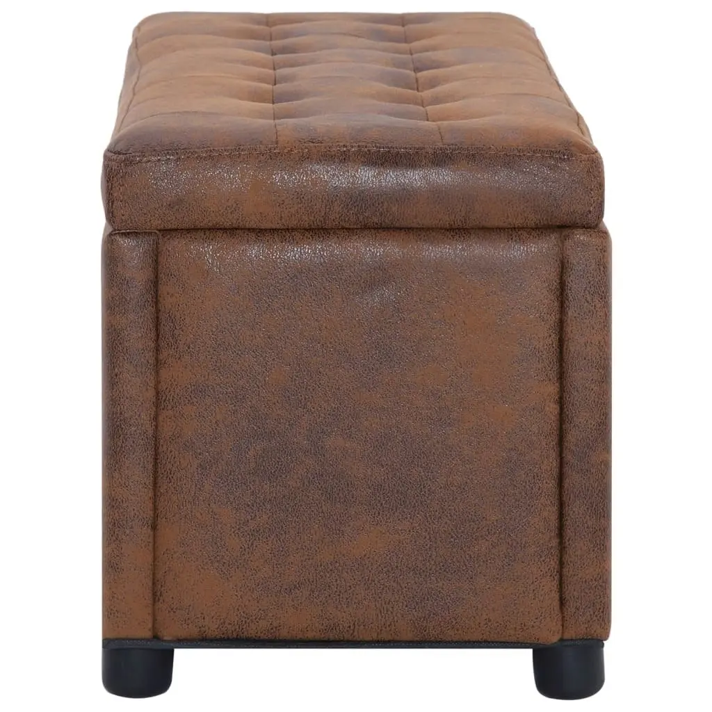 Storage Ottoman 87.5 cm Brown Faux Suede Leather 281375