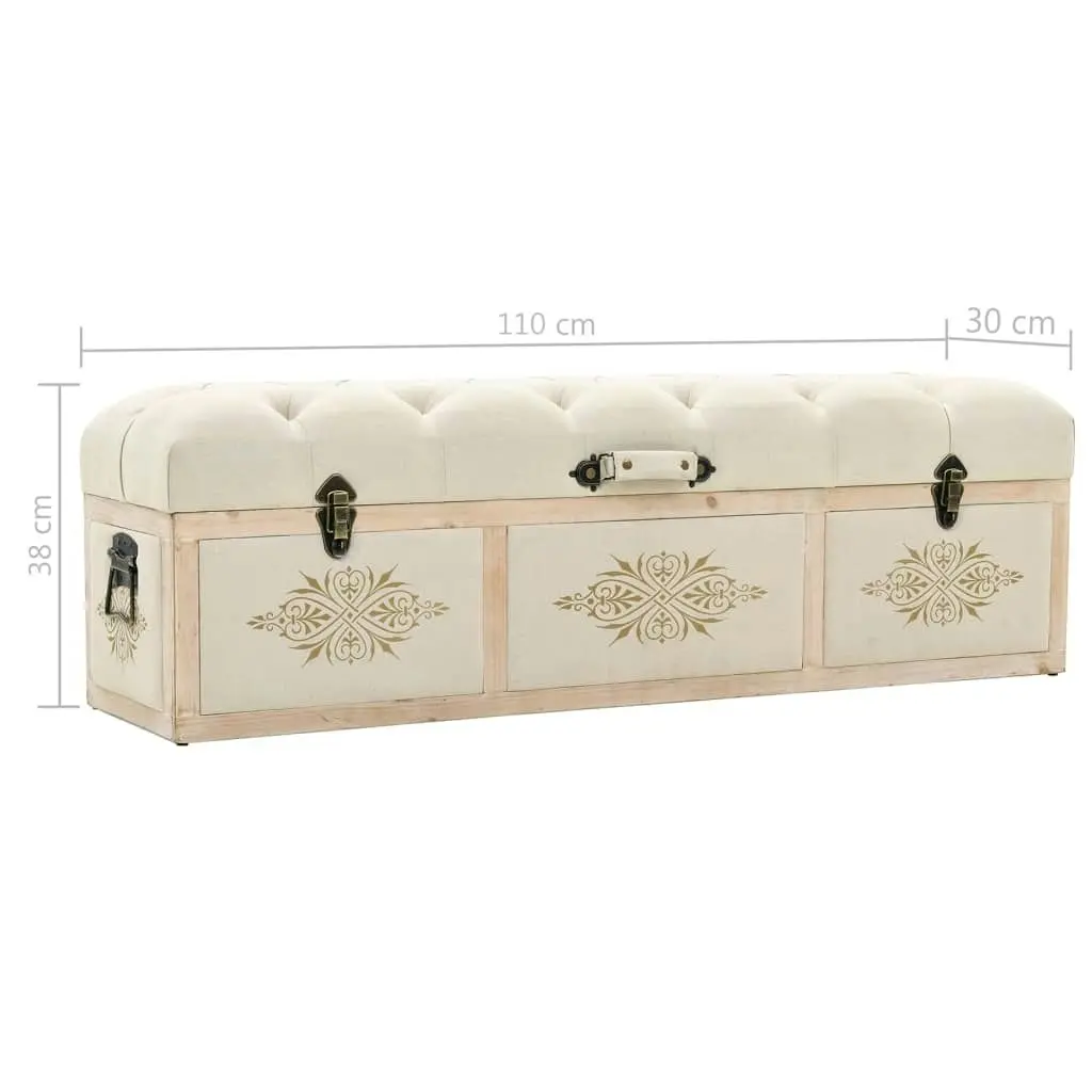 Storage Bench 110 cm Cream Solid Firwood and Fabric 339296