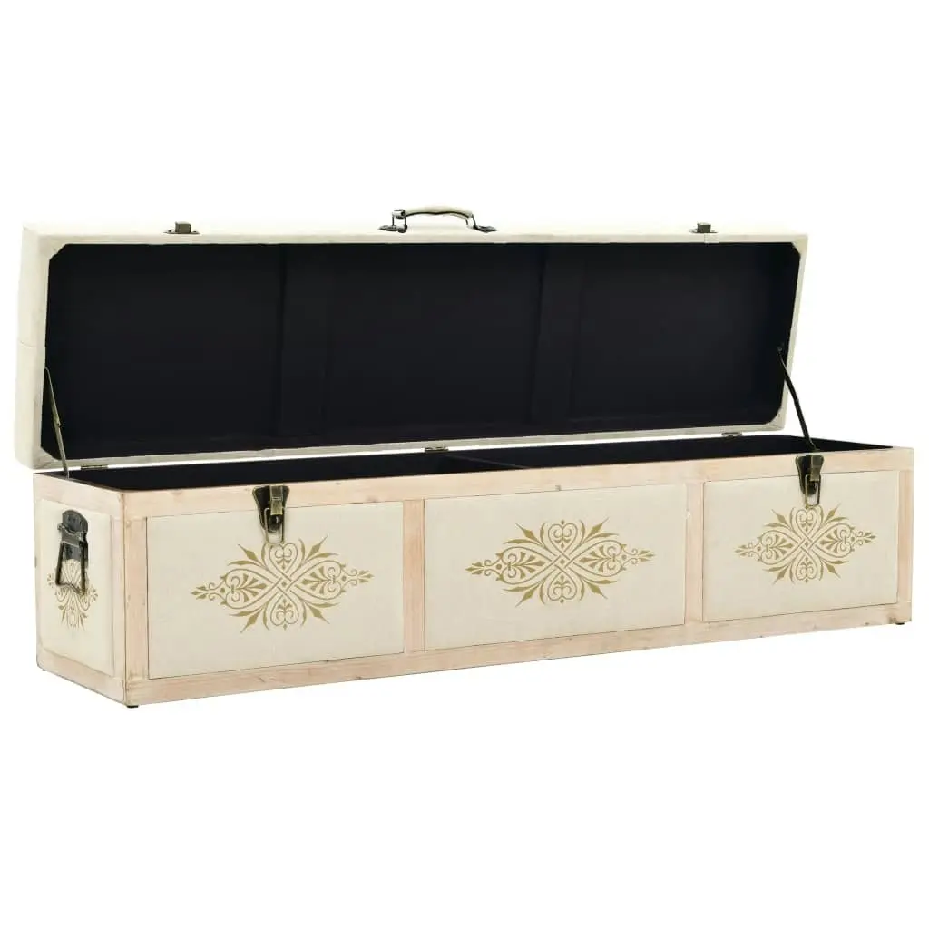 Storage Bench 110 cm Cream Solid Firwood and Fabric 339296