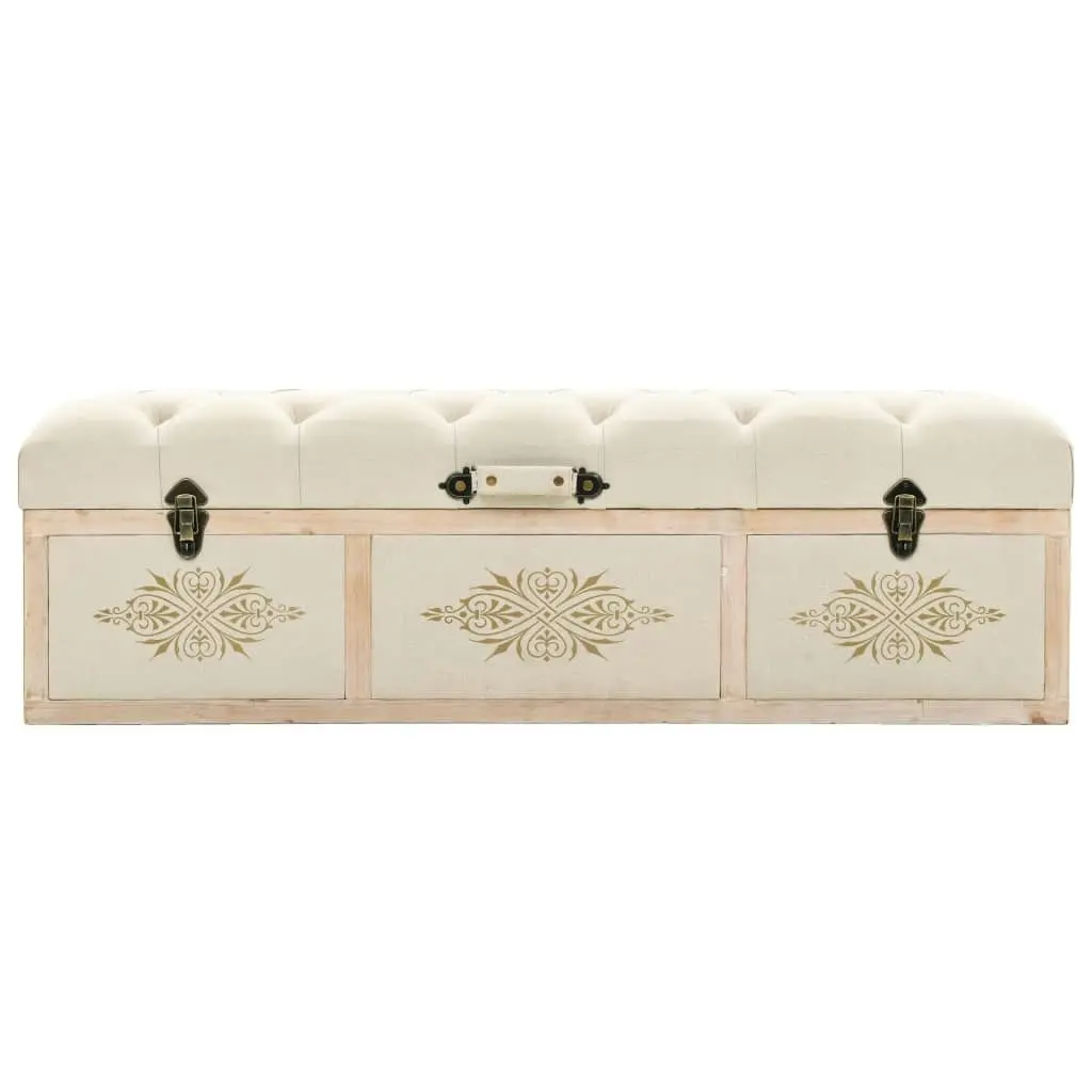 Storage Bench 110 cm Cream Solid Firwood and Fabric 339296