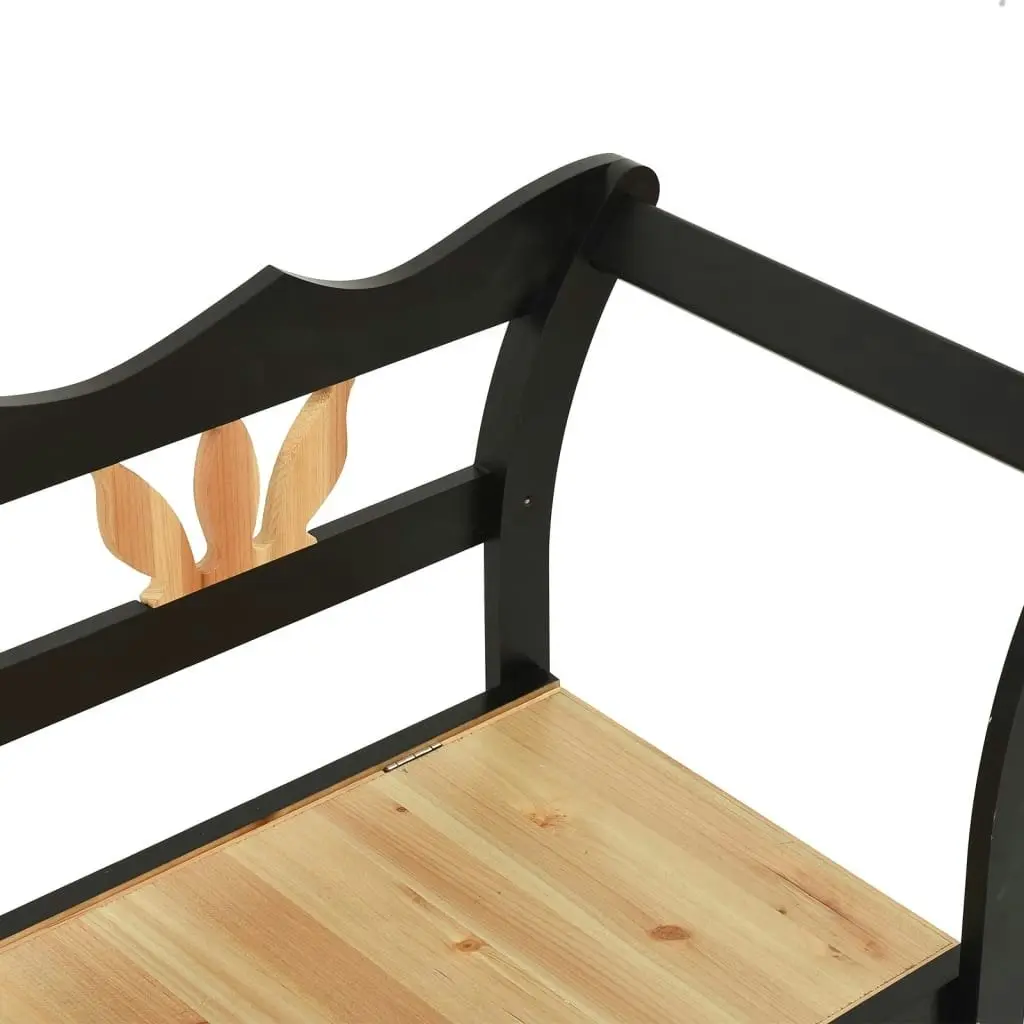 Storage Bench 126 cm Black Solid Fir Wood 323961