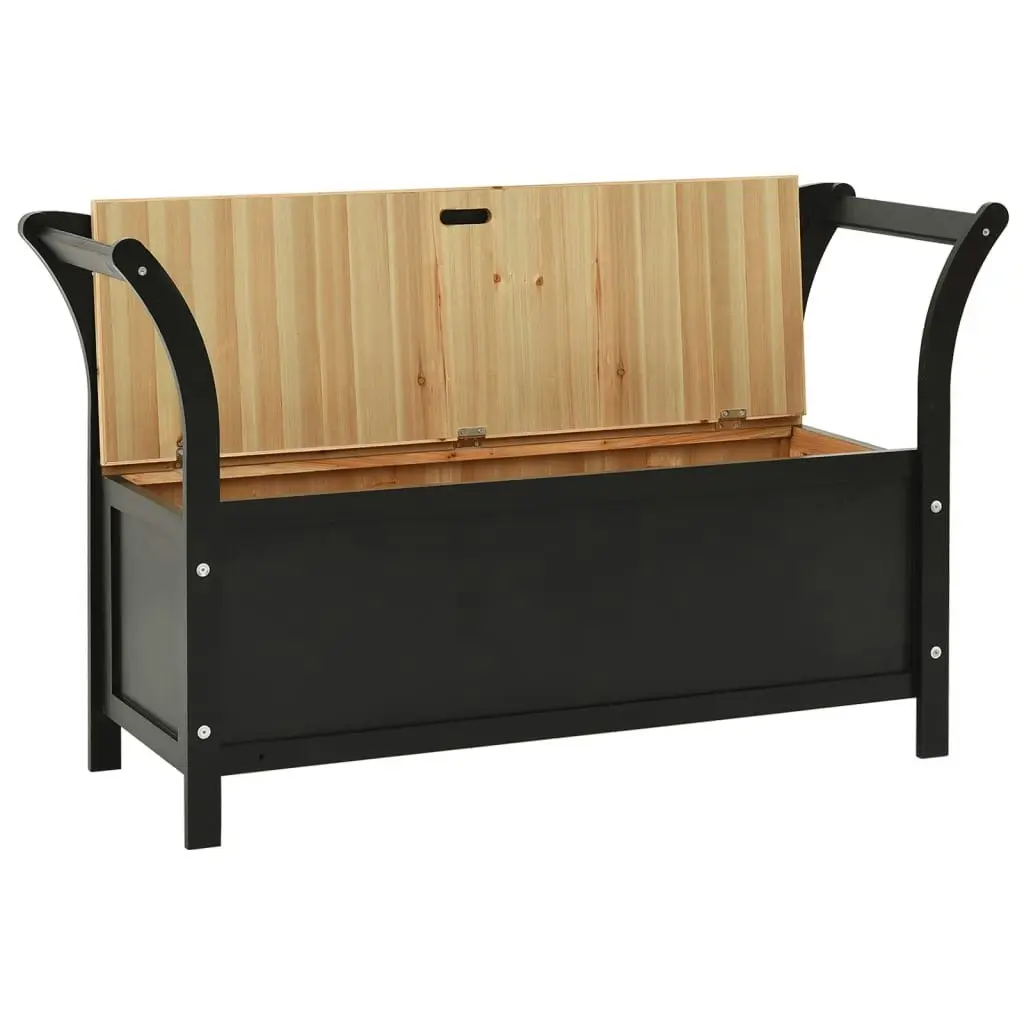 Storage Bench 126 cm Black Solid Fir Wood 323961