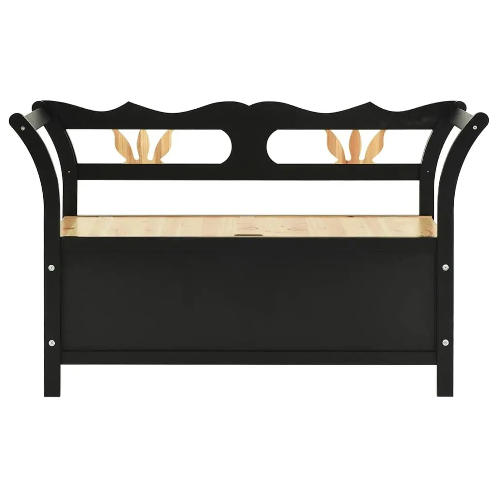 Storage Bench 126 cm Black Solid Fir Wood 323961