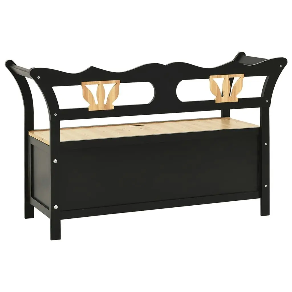 Storage Bench 126 cm Black Solid Fir Wood 323961