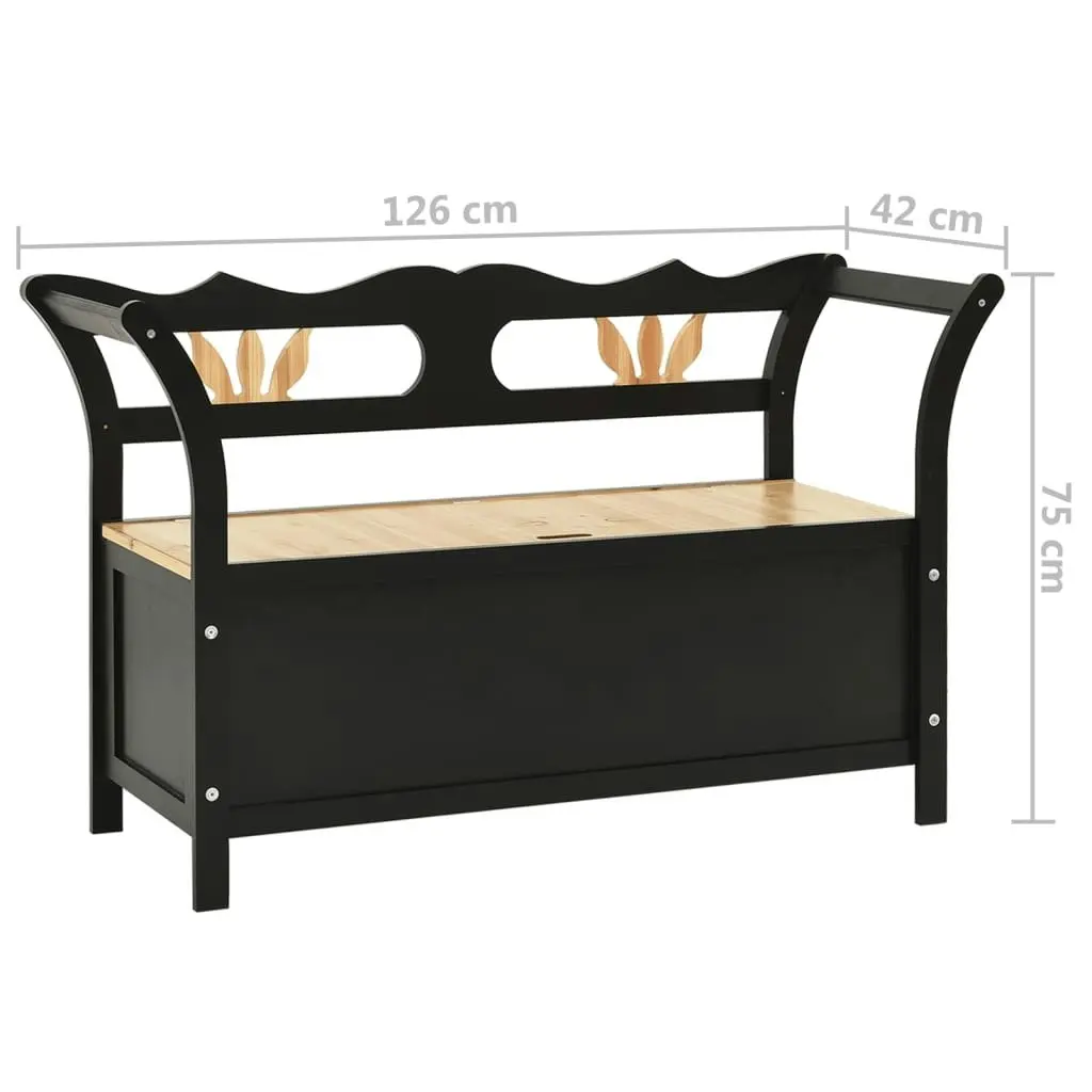 Storage Bench 126 cm Black Solid Fir Wood 323961