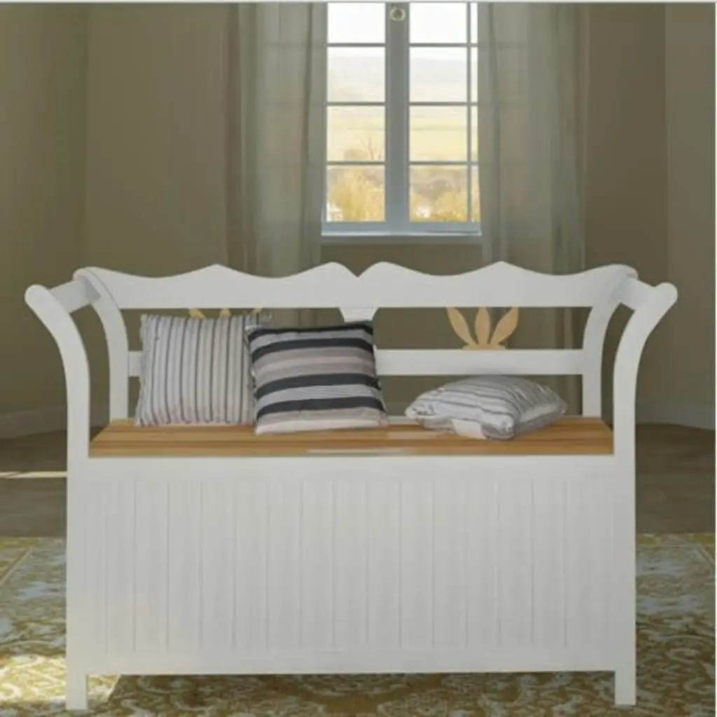 Storage Bench 126x42x75 cm Wood White 60765