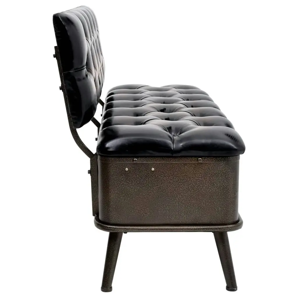 Storage Bench with Backrest 110 cm Black Faux Leather 339297