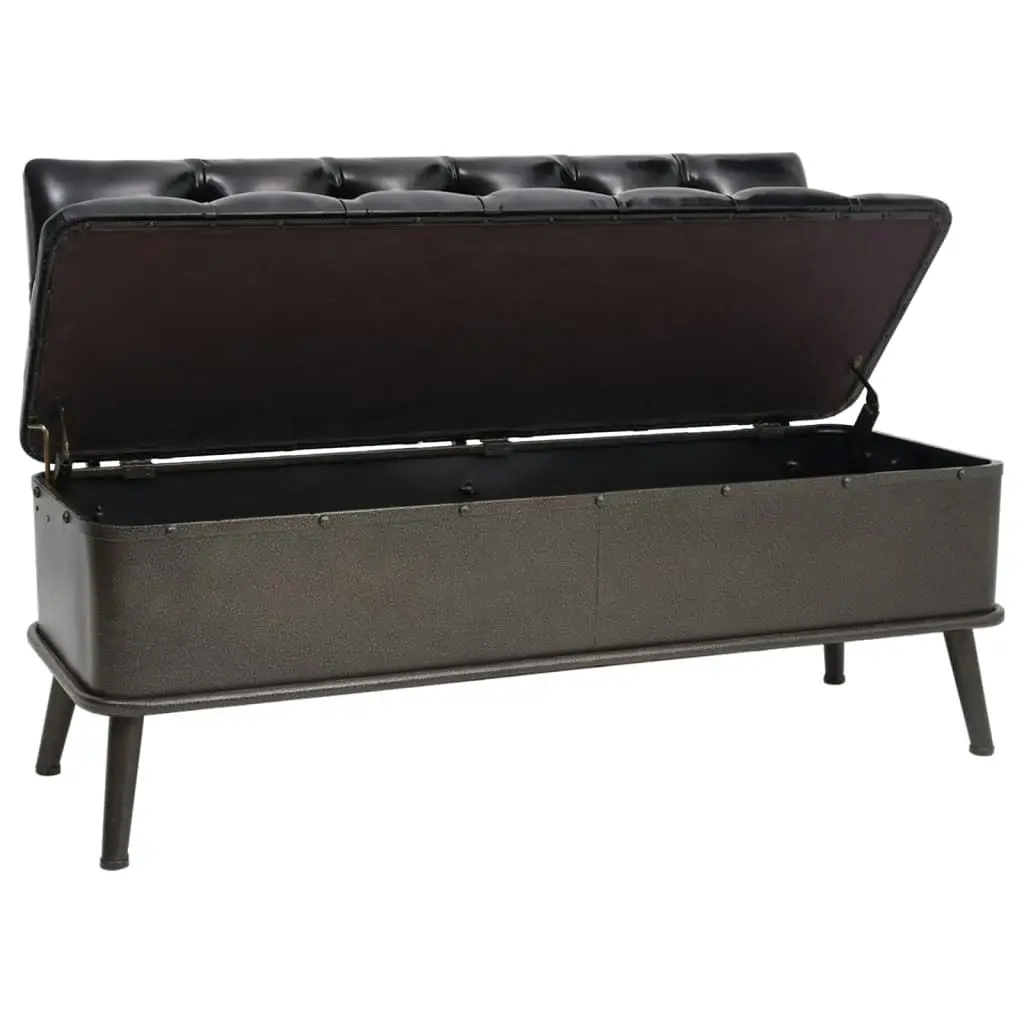 Storage Bench with Backrest 110 cm Black Faux Leather 339297