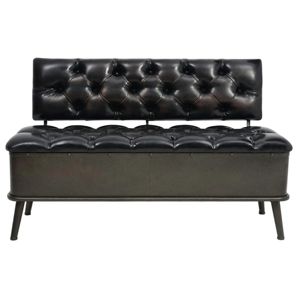 Storage Bench with Backrest 110 cm Black Faux Leather 339297