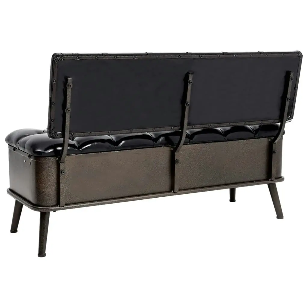 Storage Bench with Backrest 110 cm Black Faux Leather 339297