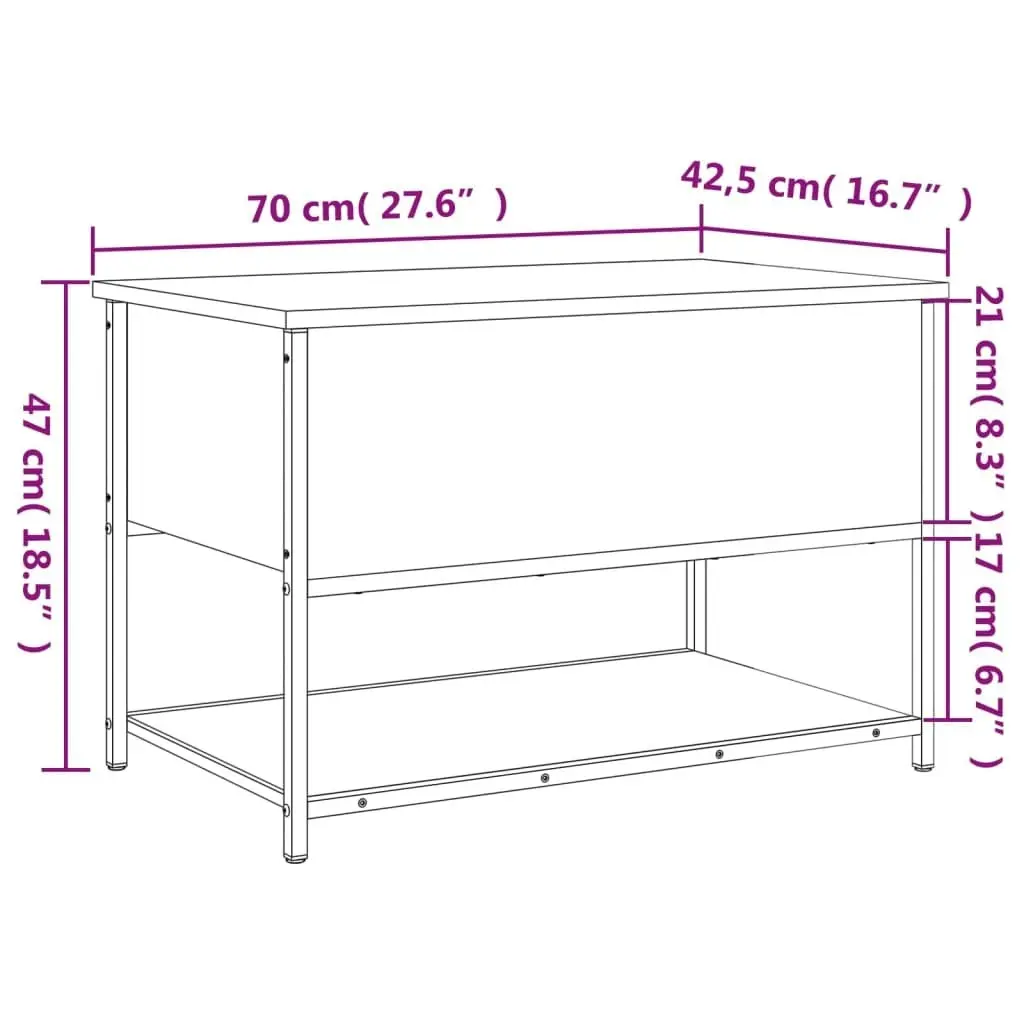 Storage Bench Black 70x42.5x47 cm Engineered Wood 839018