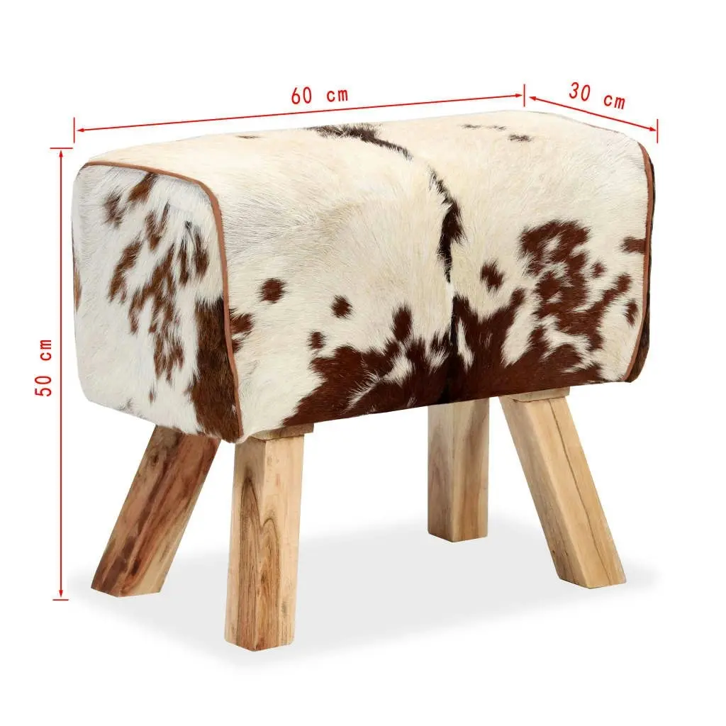 Stool Genuine Goat Leather 60x30x50 cm 244754