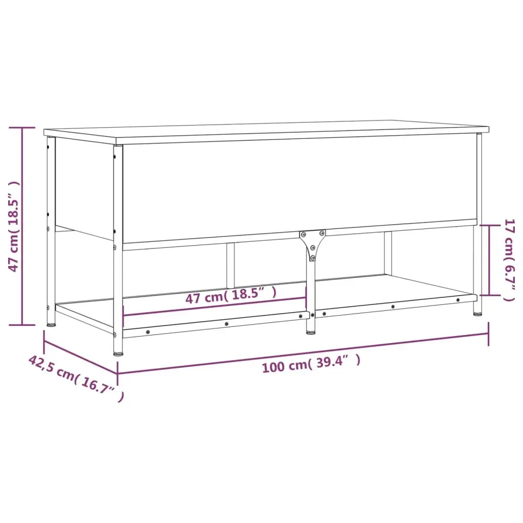 Storage Bench Black 100x42.5x47 cm Engineered Wood 839023