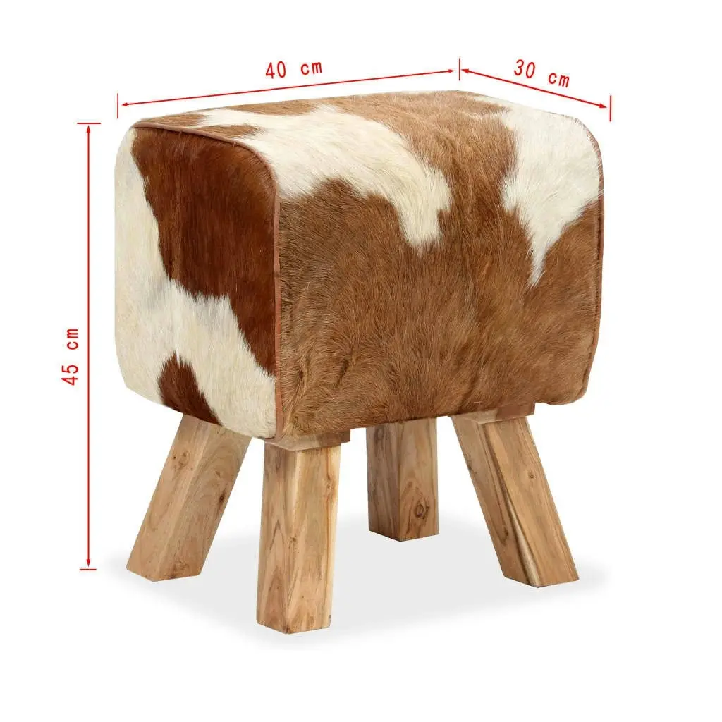 Stool Genuine Goat Leather 40x30x45 cm 244755