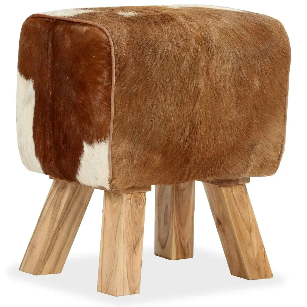 Stool Genuine Goat Leather 40x30x45 cm 244755