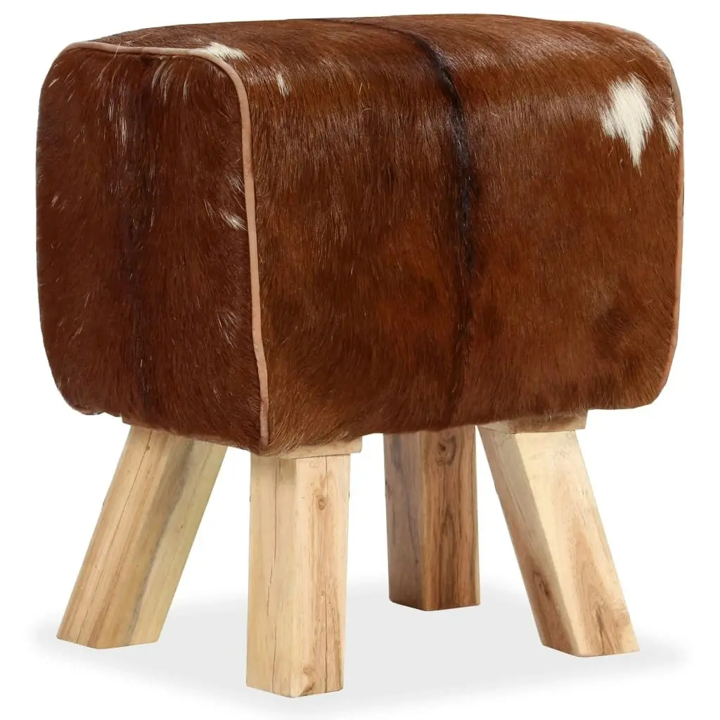 Stool Genuine Goat Leather 40x30x45 cm 244755