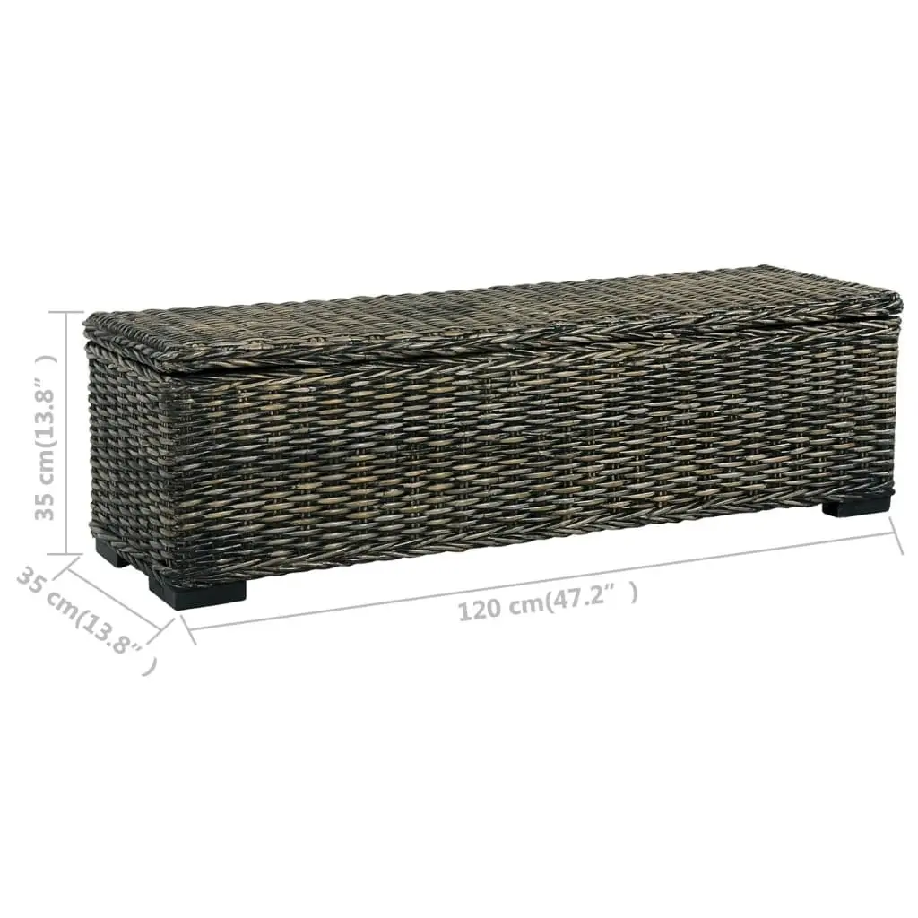 Storage Box 120 cm Black Kubu Rattan and Solid Mango Wood 285798