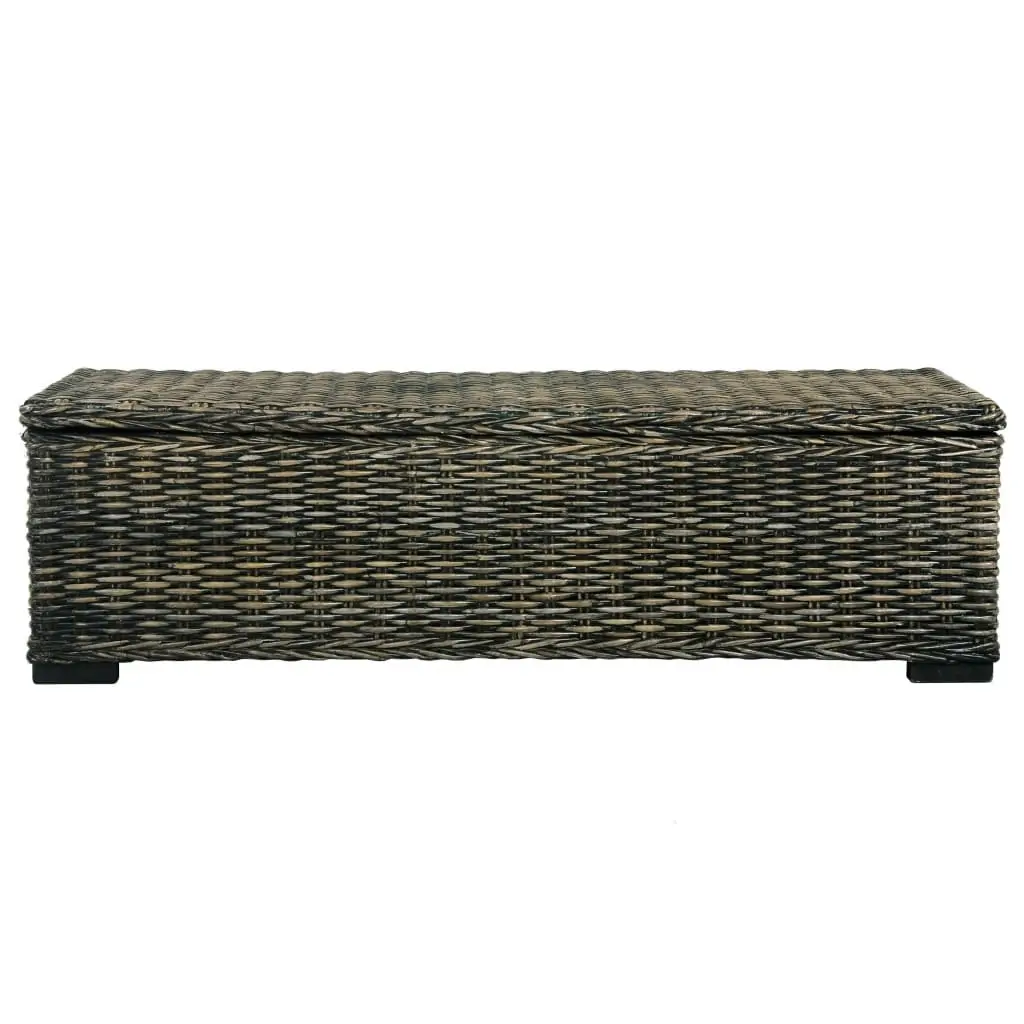 Storage Box 120 cm Black Kubu Rattan and Solid Mango Wood 285798