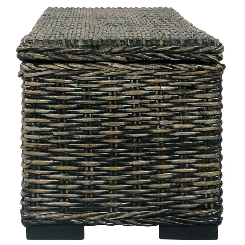 Storage Box 120 cm Black Kubu Rattan and Solid Mango Wood 285798