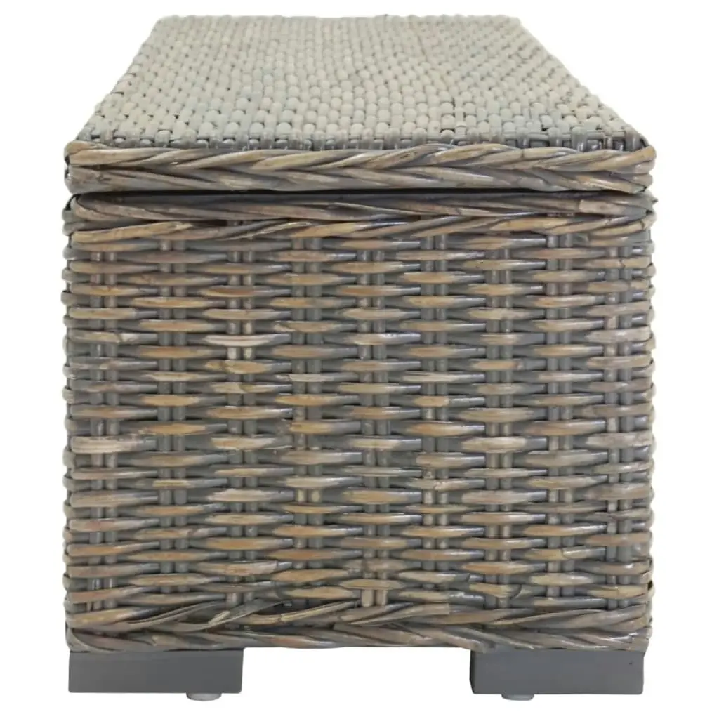 Storage Box Grey 110 cm Natural Kubu Rattan & Solid Wood Mango 344882