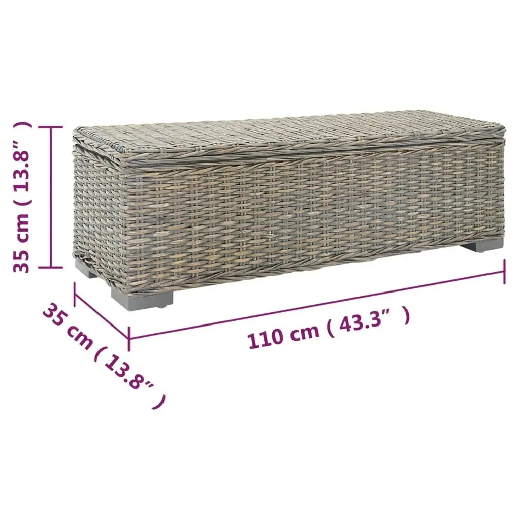 Storage Box Grey 110 cm Natural Kubu Rattan & Solid Wood Mango 344882