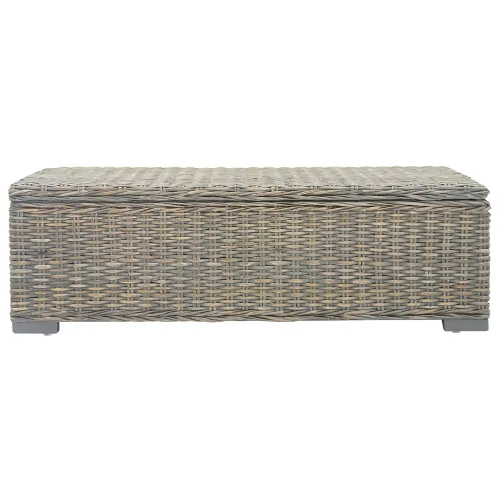 Storage Box Grey 110 cm Natural Kubu Rattan & Solid Wood Mango 344882