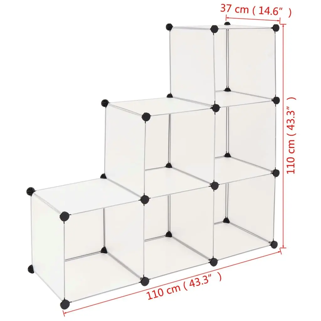 Storage Cube Organiser with 6 Compartments White 244922