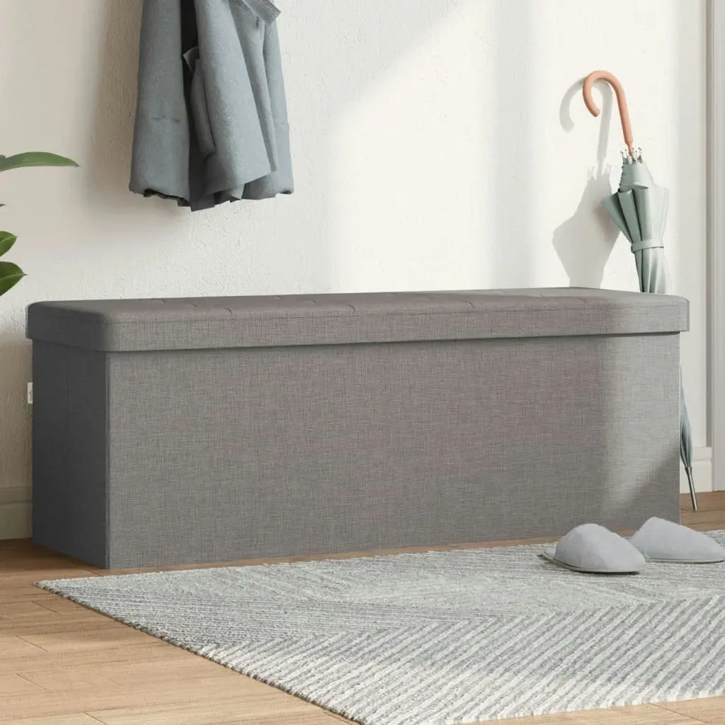 Storage Bench Foldable Light Grey Faux Linen 374905